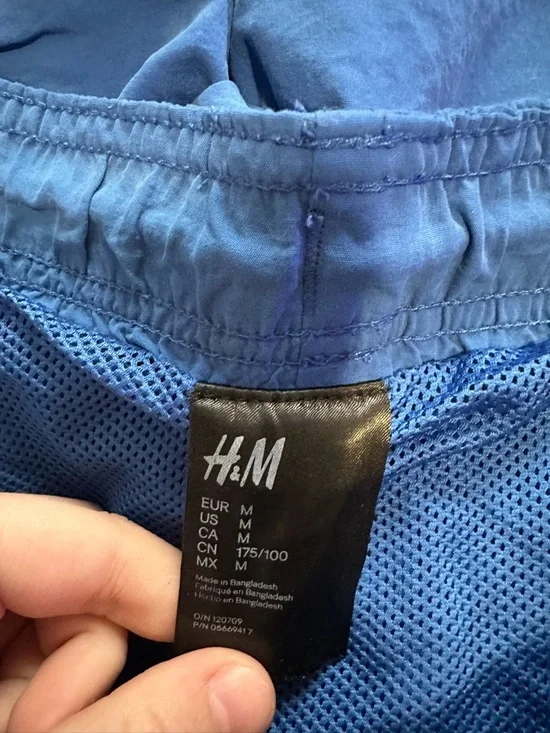 Bright Blue Drawstring Swim Shorts HM Men M Short Trunks Casual Summer Plain - Picture 3 of 3